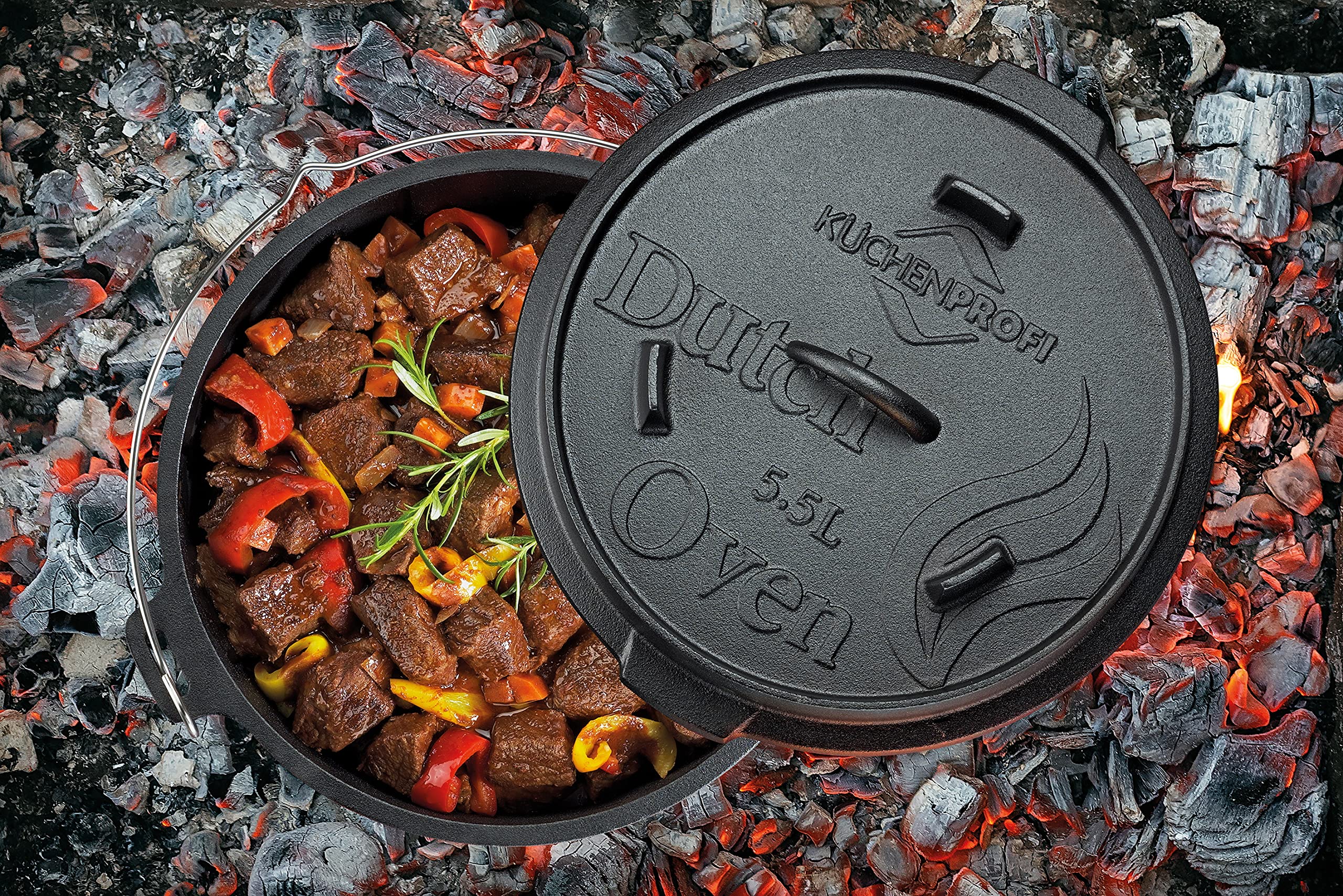 k-chenprofi-bbq-dutch-oven-gusseisen-5-5l-30cm image 2