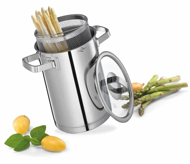 k-chenprofi-san-remo-spargelkocher-4-liter-16x21-cm-edelstahl-mit-siebeinsatz image 1