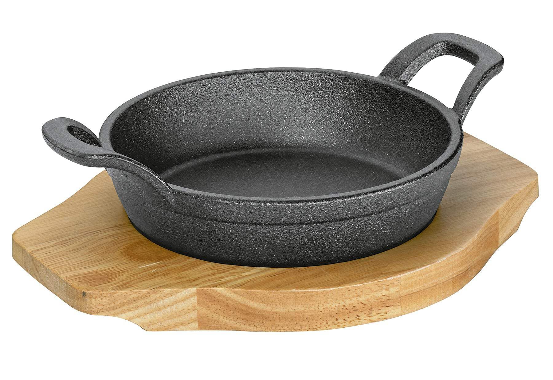k-chenprofi-servierpfanne-305251016-gusseisen-mit-holzbrett-silber image 1