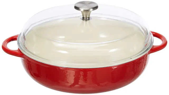 k-chenprofi-provence-bauernpfanne-28-cm-gusseisen-mit-glasdeckel-rot image 1