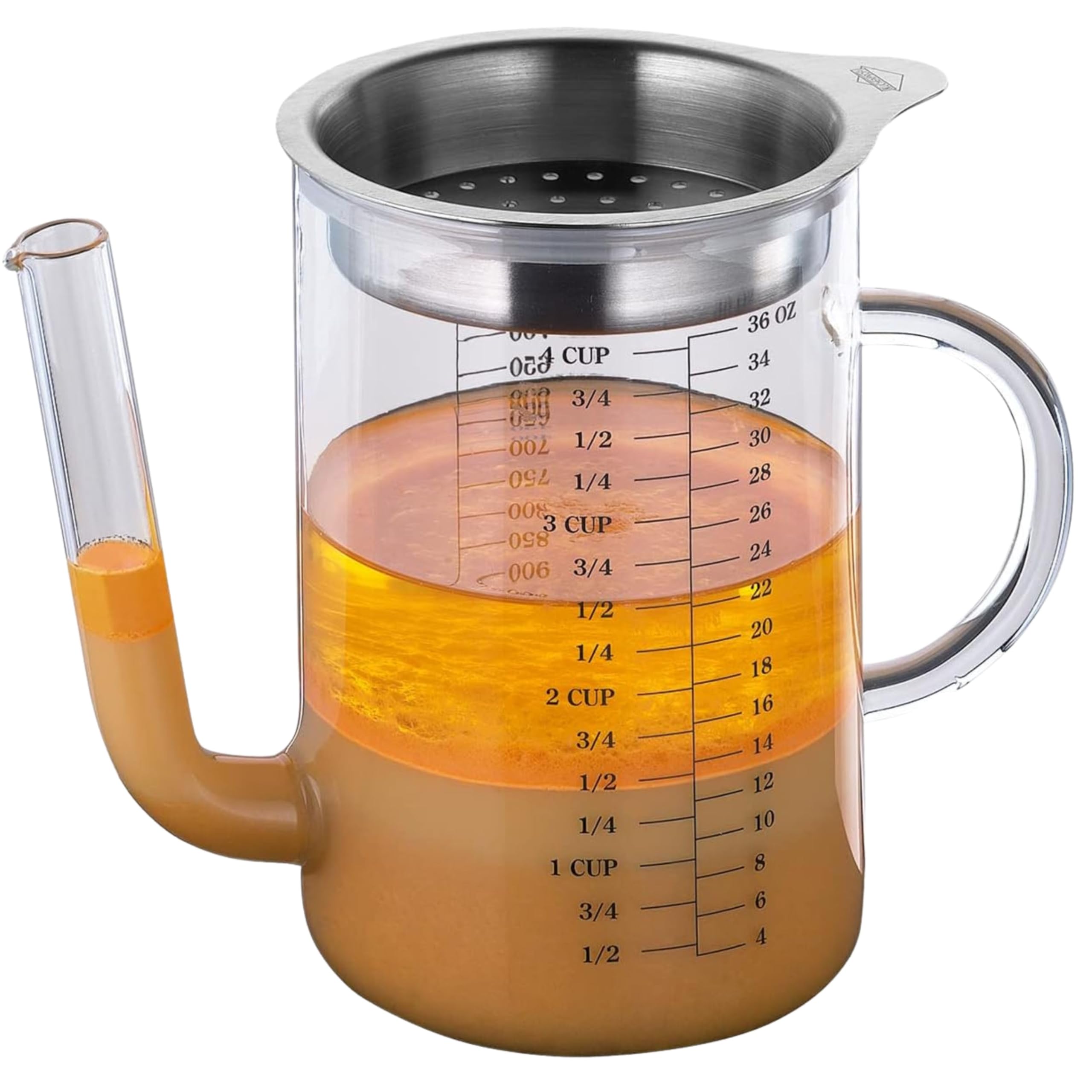 k-chenprofi-1012362800-fett-trennkanne-1-l-glas-edelstahl-mit-sieb image 1