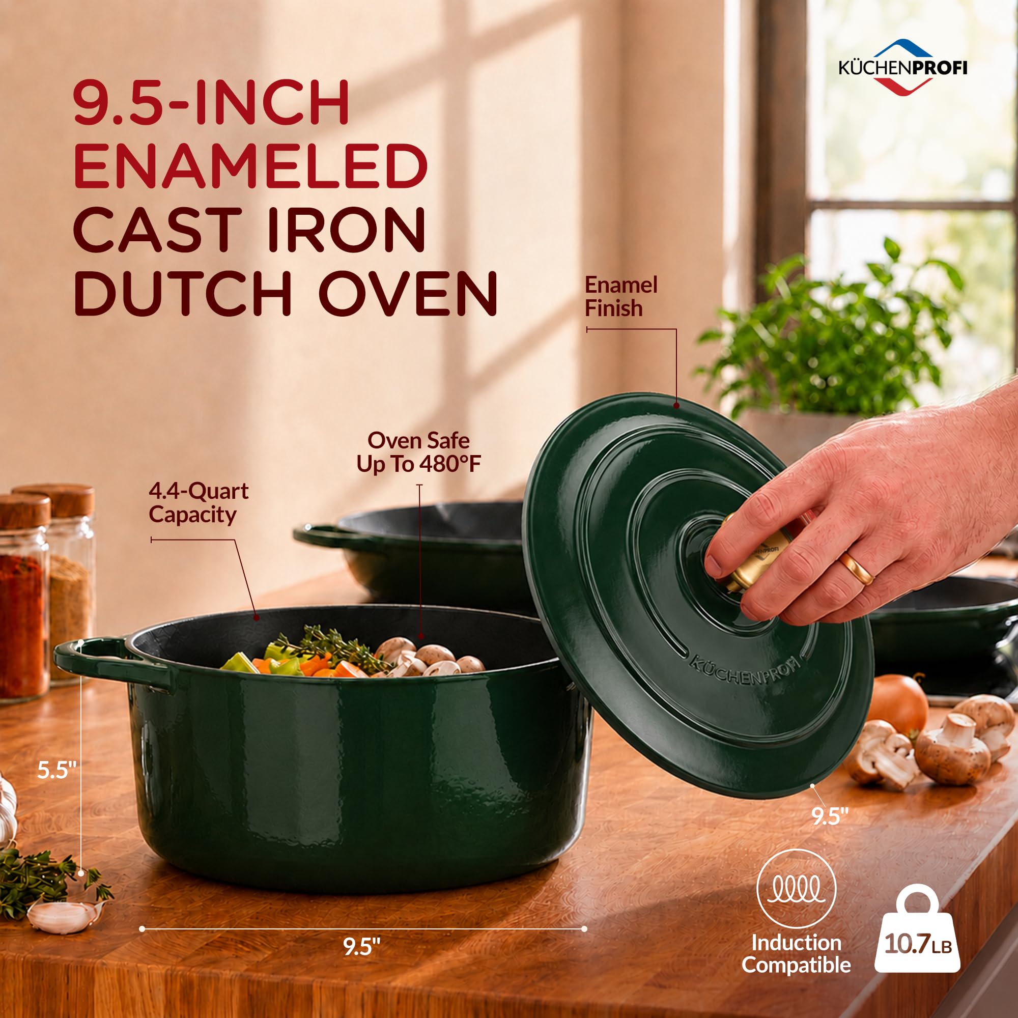 k-chenprofi-provence-bratentopf-gusseisen-4-2l-24cm-racing-green image 2