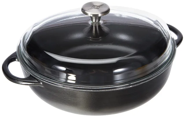 k-chenprofi-provence-bauernpfanne-28-cm-mit-glasdeckel-gusseisen-schwarz image 1