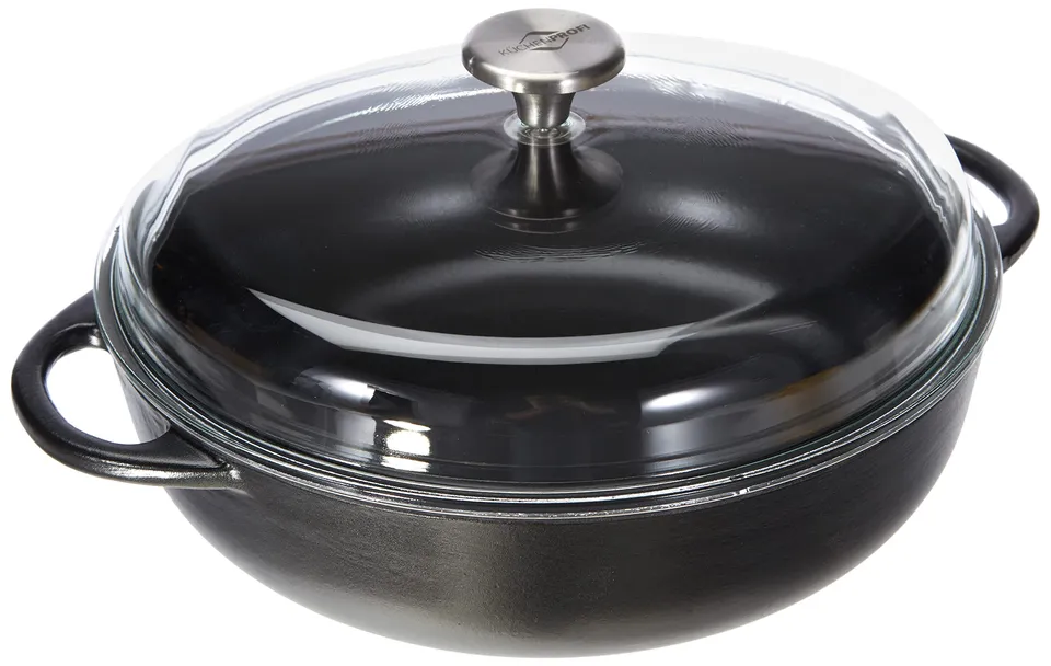 k-chenprofi-provence-bauernpfanne-28-cm-mit-glasdeckel-gusseisen-schwarz image 1
