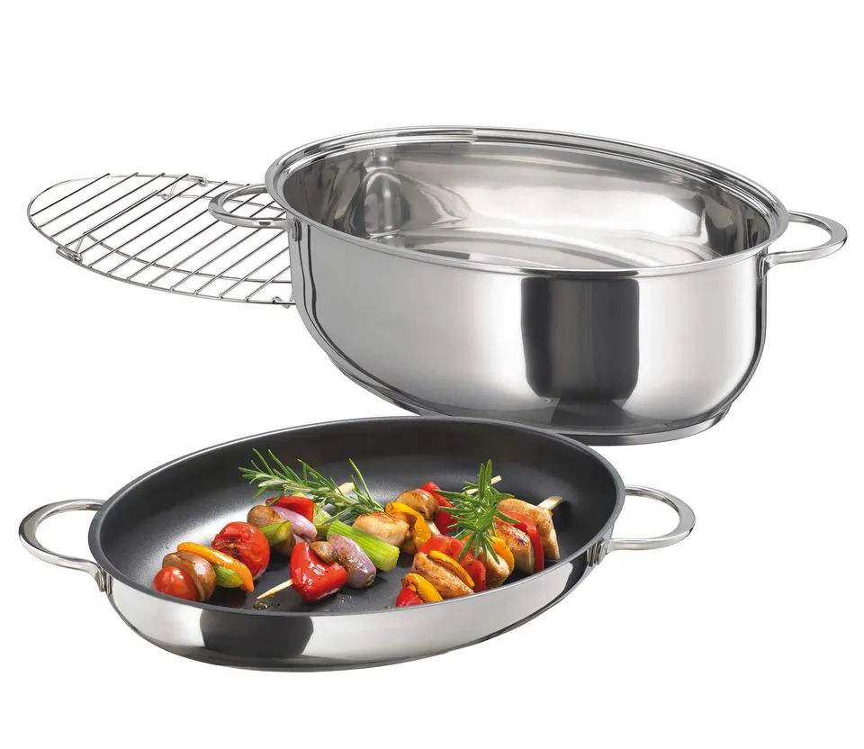 k-chenprofi-multibr-ter-oval-grau-mit-bratdeckel-und-gittereinsatz image 1