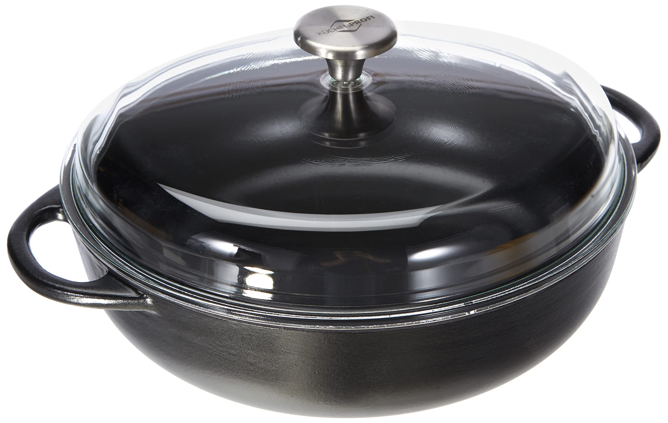 k-chenprofi-provence-bauernpfanne-28-cm-mit-glasdeckel-gusseisen-schwarz image 1