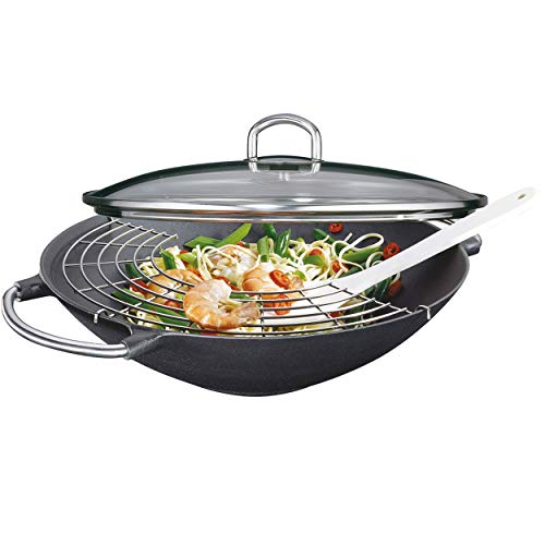 k-chenprofi-provence-wok-set-36-cm-aluguss-wok-mit-glasdeckel image 2
