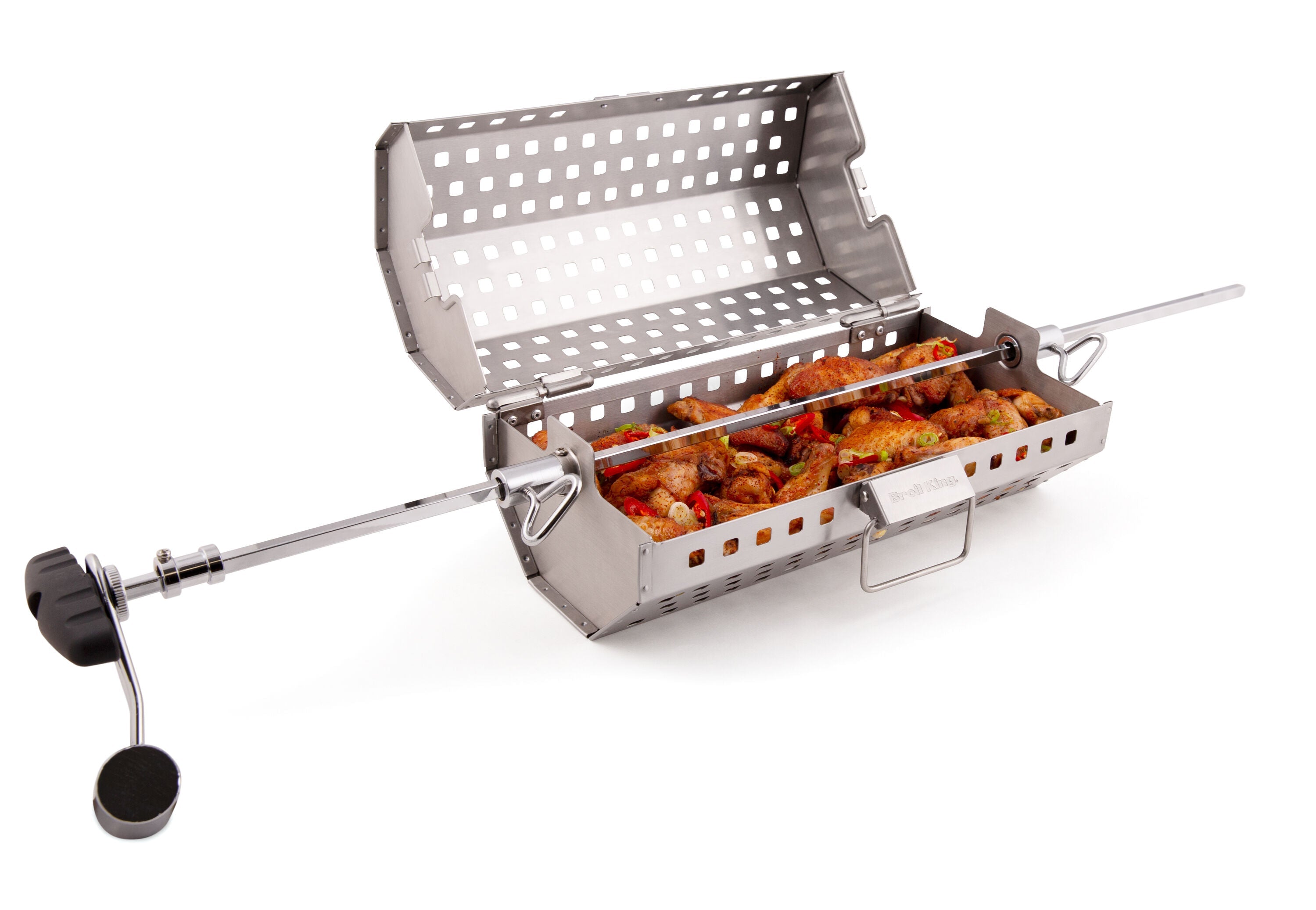 broil-king-rotisserie-trommelkorb-tumble-basket-aus-edelstahl-mit-wok-oberteil image 2