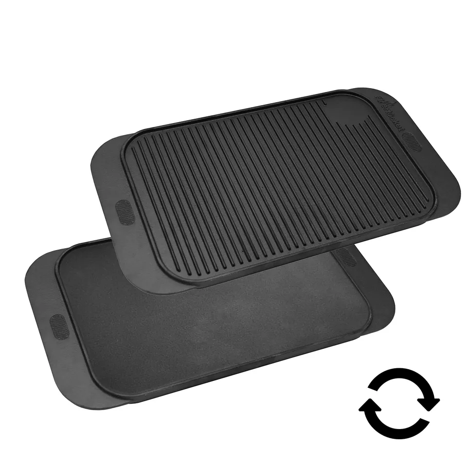 firerocket-grillplatte-gusseisen-48-x-26-cm-bbq-wendeplatte-geriffelt-glatt image 1